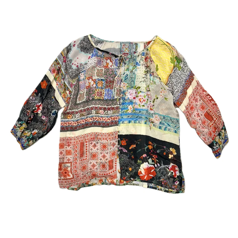 Top 3/4 Sleeve Designer By Johnny Was In Multi-colored, Size: M Laid