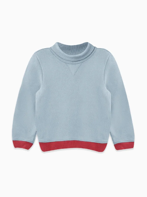 Blue Saina Roll Neck Kids Sweatshirt Refined Men's European