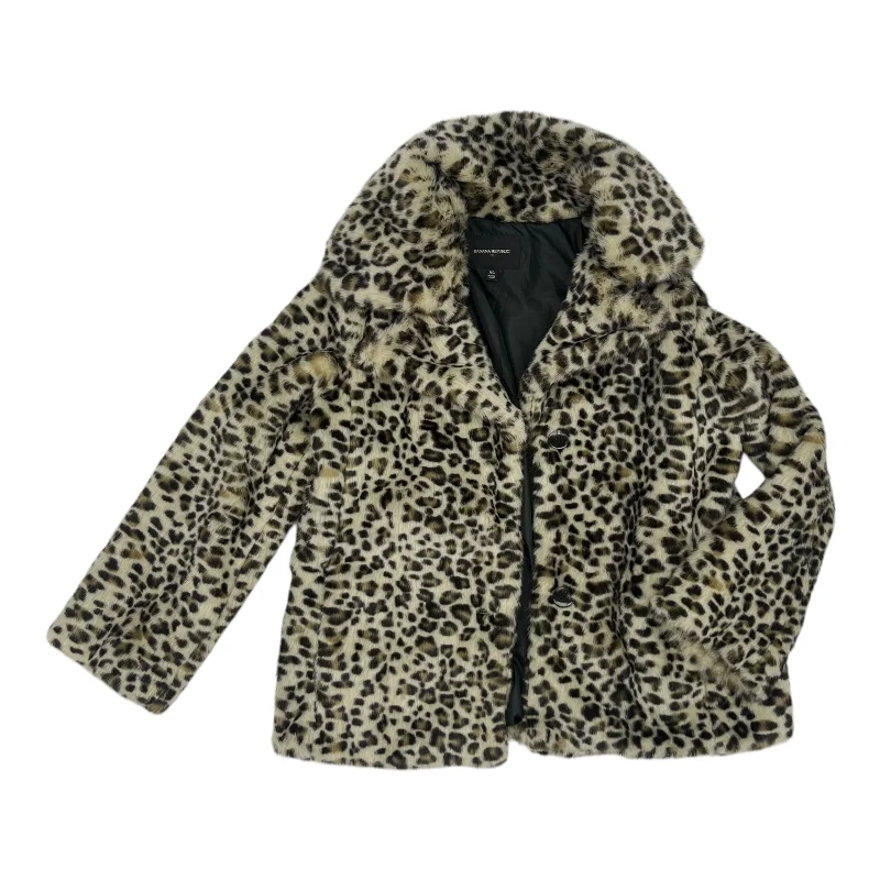 Coat Faux Fur & Sherpa By Banana Republic In Leopard Print, Size:Xs British Gentleman Style