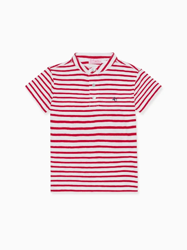 Red Stripe Alcon Boy Polo Shirt Casual Men's Japanese 