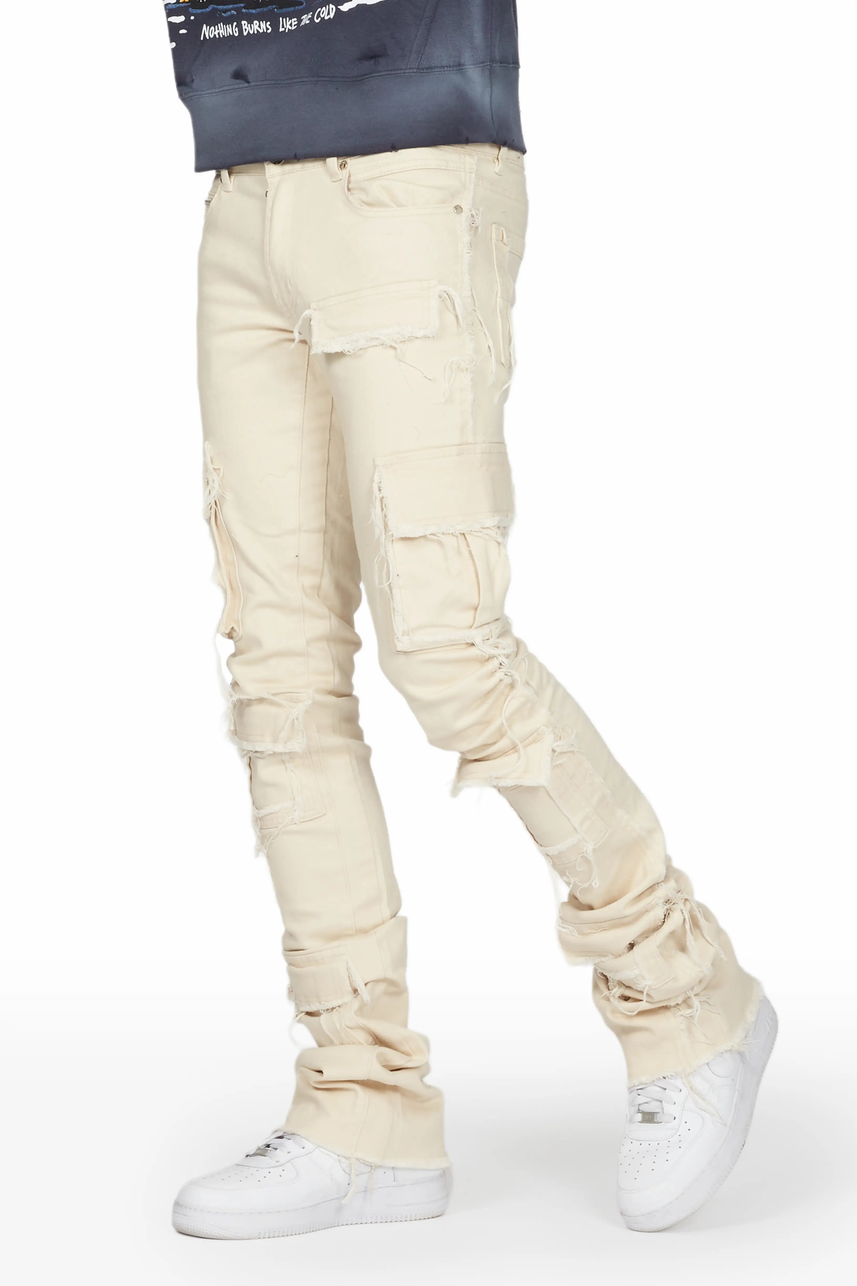 Pyro Beige Super Stacked Jean Casual Men's Loose