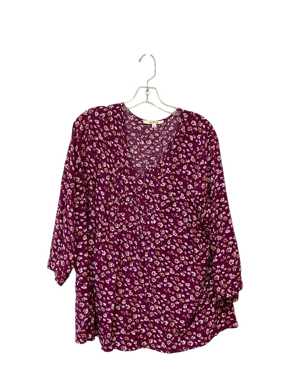 Top Long Sleeve By Fun 2 Fun In Purple, Size: 2x Vacation